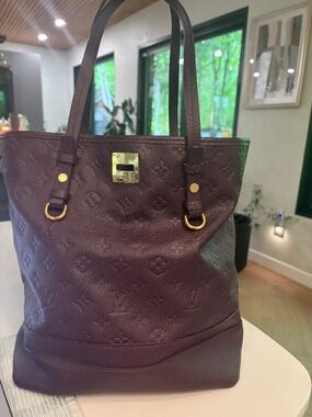 Louis Vuitton Citadine Handbag Monogram Empreinte Burgundy Leather GM tote bag